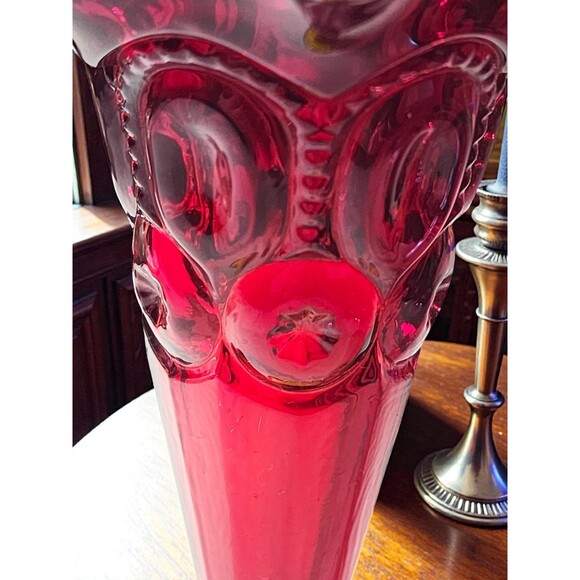 Vintage LE Smith Moon and Stars Vase Amberina Glass Red Orange 6" Mid Century - Picture 2 of 5